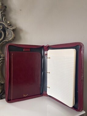 Leather Zip Binder Planner - Burgundy Home Office Organizer